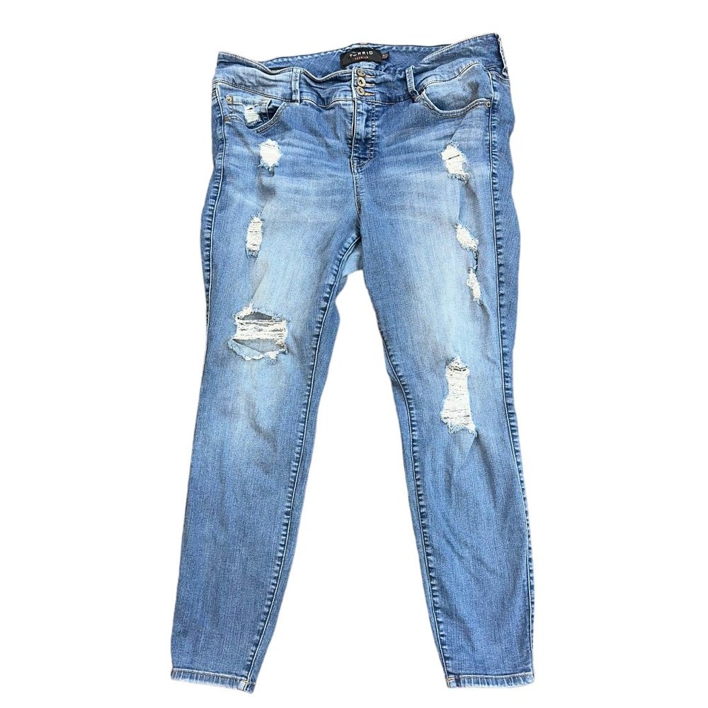 Women's Torrid Jeggings Denim Jeans Distressed Size 20R